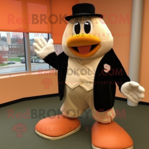 Peach Baseball Glove mascot costume character dressed with a Tuxedo and Foot pads