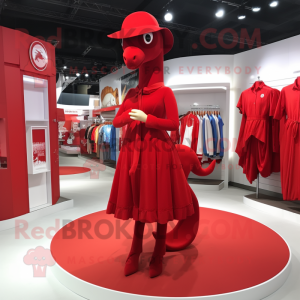 Röd hästsko maskot kostym...