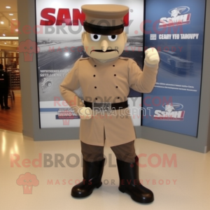 Beige Civil War Soldier mascot costume character dressed with a Sweatshirt and Bracelet watches