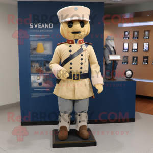 Beige Civil War Soldier mascot costume character dressed with a Sweatshirt and Bracelet watches