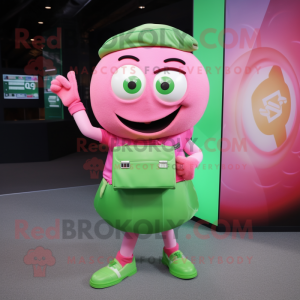 Grøn Pink maskot kostume...