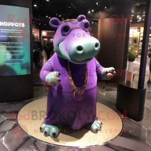 nan Hippopotamus mascot costume character dressed with a Dress Pants and Earrings