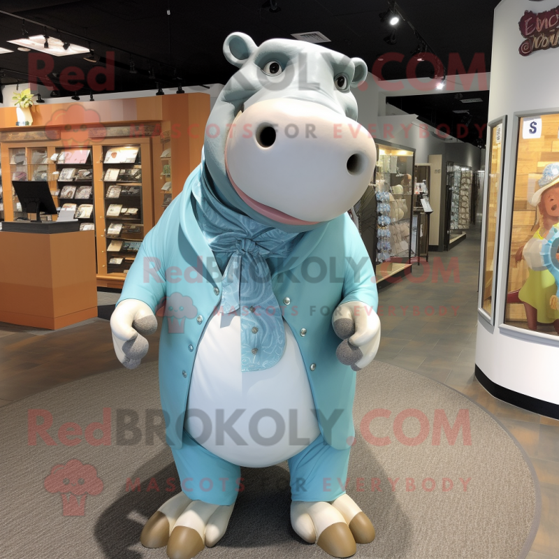 nan Hippopotamus mascot costume character dressed with a Dress Pants and Earrings