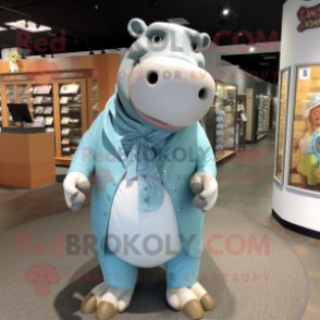 nan Hippopotamus mascot costume character dressed with a Dress Pants and Earrings