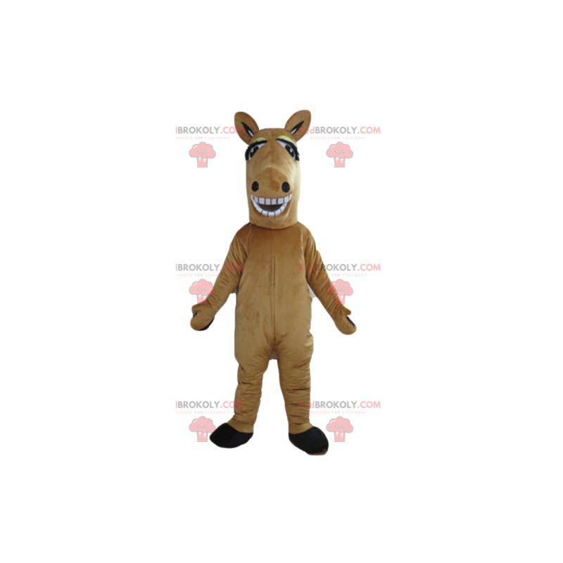 Riesiges und lächelndes braunes und weißes Pferdemaskottchen - Riesiges und lächelndes braunes und weißes Pferdemaskottchen -