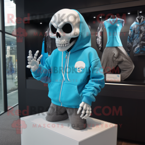 Cyan Skull mascotte kostuum...