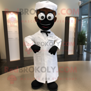 Black Doctor mascot costume character dressed with a Wedding Dress and Belts