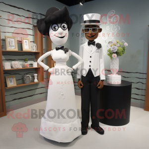 Black Doctor mascot costume character dressed with a Wedding Dress and Belts