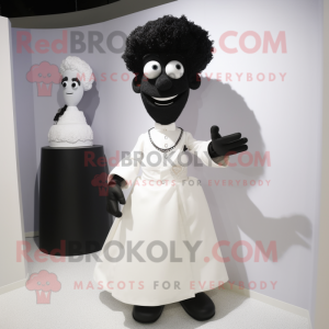 Black Doctor mascot costume character dressed with a Wedding Dress and Belts