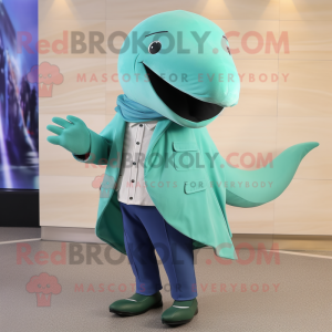 Green Blue Whale maskot...