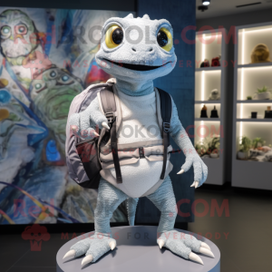 Sølv Geckos maskot kostume...