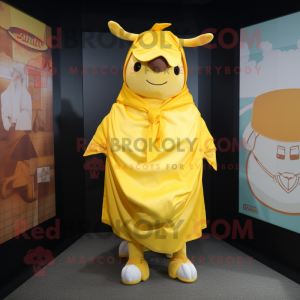 Yellow Beef Wellington mascot costume character dressed with a Cover-up and Pocket squares