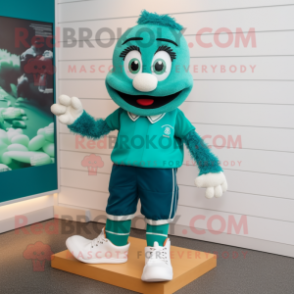 Teal Irish Dancing Shoes mascot costume character dressed with a Polo Tee and Shoe clips