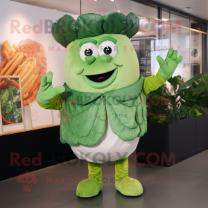 Green Corned Beef And Cabbage mascot costume character dressed with a Jeans and Gloves