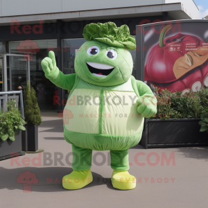 Green Corned Beef And Cabbage mascot costume character dressed with a Jeans and Gloves