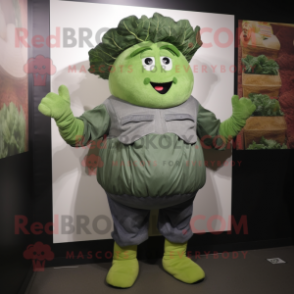 Green Corned Beef And Cabbage mascot costume character dressed with a Jeans and Gloves