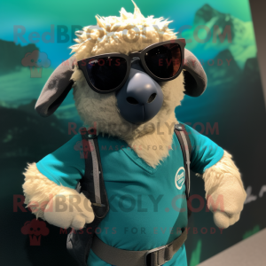 Teal Suffolk Sheep mascota...