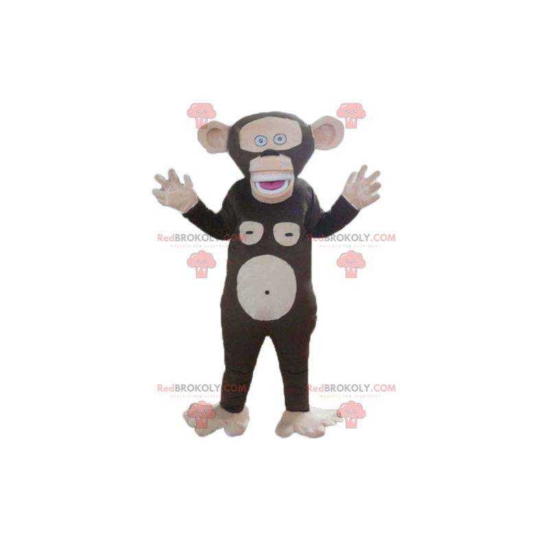 Velmi zábavný hnědý a růžový maskot opice - Redbrokoly.com