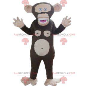 Mascotte scimmia marrone e rosa molto divertente -