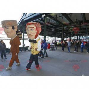 2 mascots of men an Indian and a red-haired bartender -