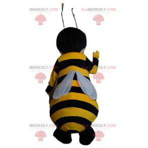 Smilende gul og svart bie-maskot - Redbrokoly.com