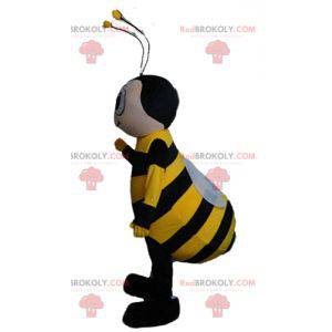 Mascote abelha amarela e preta sorridente - Redbrokoly.com
