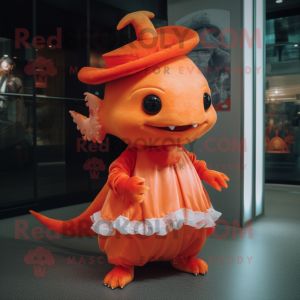 Oransje Axolotls maskot...