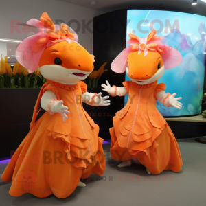 Oranje Axolotls mascotte...