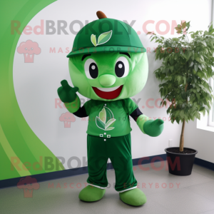 Forest Green Cherry mascot costume character dressed with a Baseball Tee and Wraps