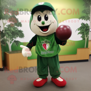 Forest Green Cherry mascot costume character dressed with a Baseball Tee and Wraps