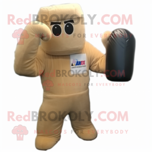Tan Boxing Glove mascot costume character dressed with a Maxi Skirt and Clutch bags