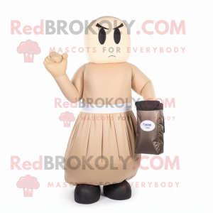 Tan Boxing Glove mascot costume character dressed with a Maxi Skirt and Clutch bags