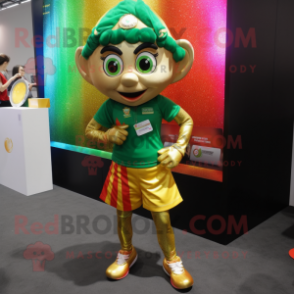 nan Pot Of Gold mascot costume character dressed with a Running Shorts and Backpacks