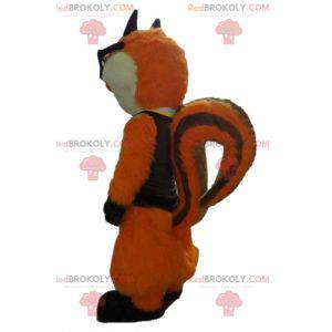 Mascotte de chat de renard orange et blanc avec des lunettes -