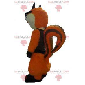 Mascotte del gatto volpe arancione e bianco con gli occhiali -