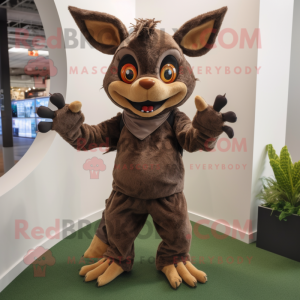 Brown Chupacabra mascot costume character dressed with a Suit Pants and Anklets