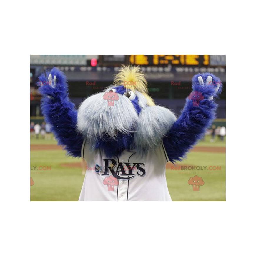 Mascotte de bonhomme de monstre bleu et blanc tout poilu - Mascotte de bonhomme de monstre bleu et blanc tout poilu -