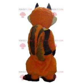 Mascotte de chat de renard orange et blanc avec des lunettes -