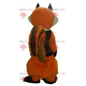 Oranje en witte vos kat mascotte met bril - Redbrokoly.com