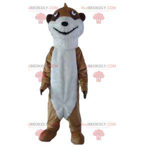 Mascotte di meerkat marrone e bianco molto realistico -