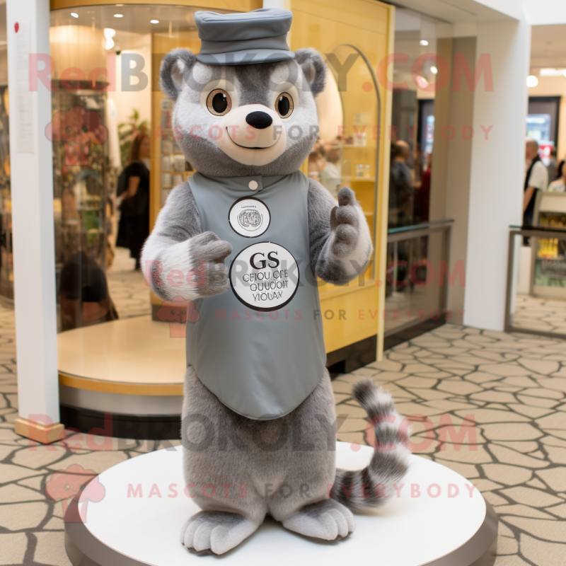 Gray Hourglass mascot costume character dressed with a Henley Shirt and Foot pads Gray Hourglass mascot costume character dressed with a Henley Shirt and Foot pads