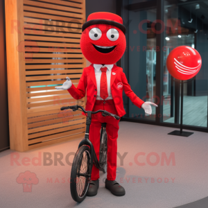 Rød Unicyclist maskot drakt...