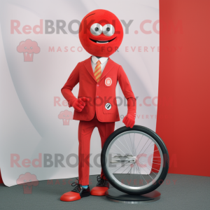 Rød Unicyclist maskot drakt...