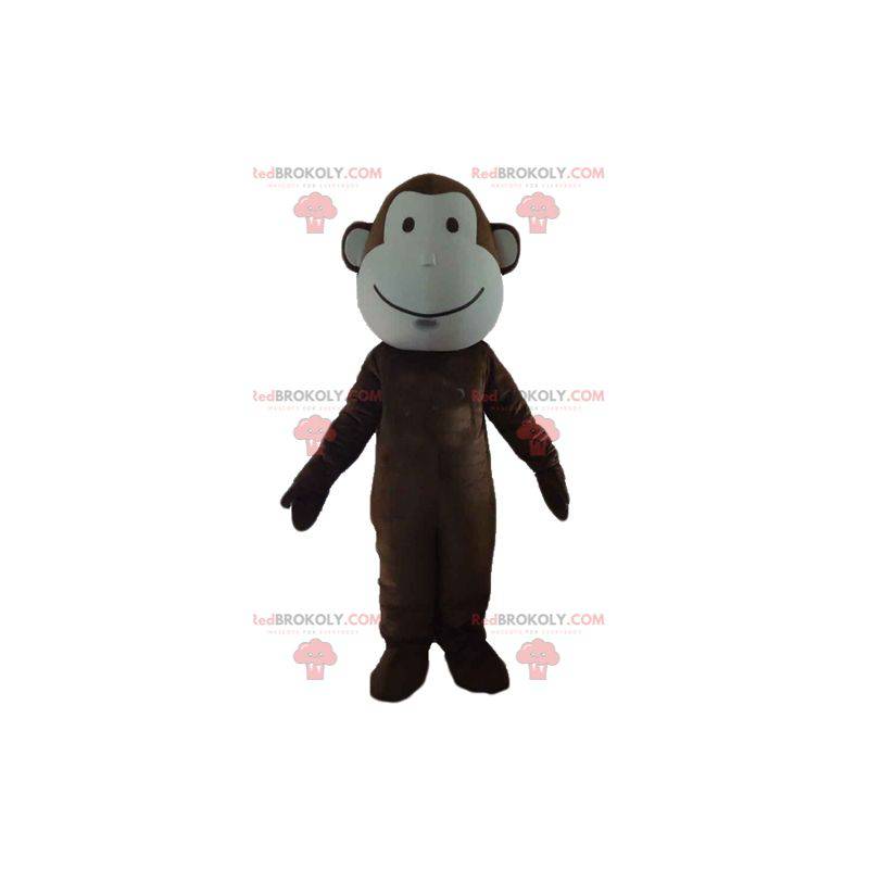 Mascotte de singe marron et blanc très mignon - Redbrokoly.com