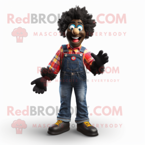 Black Clown mascot costume character dressed with a Jeans and Cummerbunds