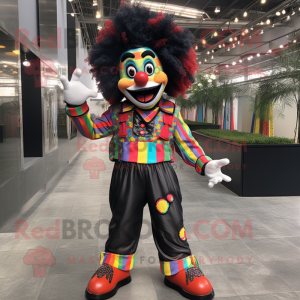 Black Clown mascot costume character dressed with a Jeans and Cummerbunds