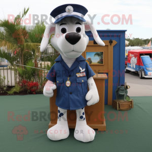 Navy Dog mascot costume character dressed with a Cargo Shorts and Shoe clips