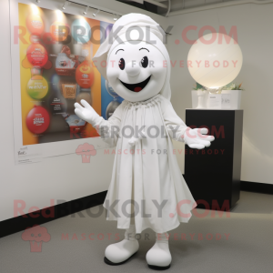 White Juggle mascot costume character dressed with a Dress Shirt and Shawls