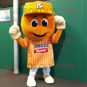 Rust Pineapple mascot costume character dressed with a Baseball Tee and Rings