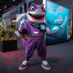 Paars Megalodon mascotte...